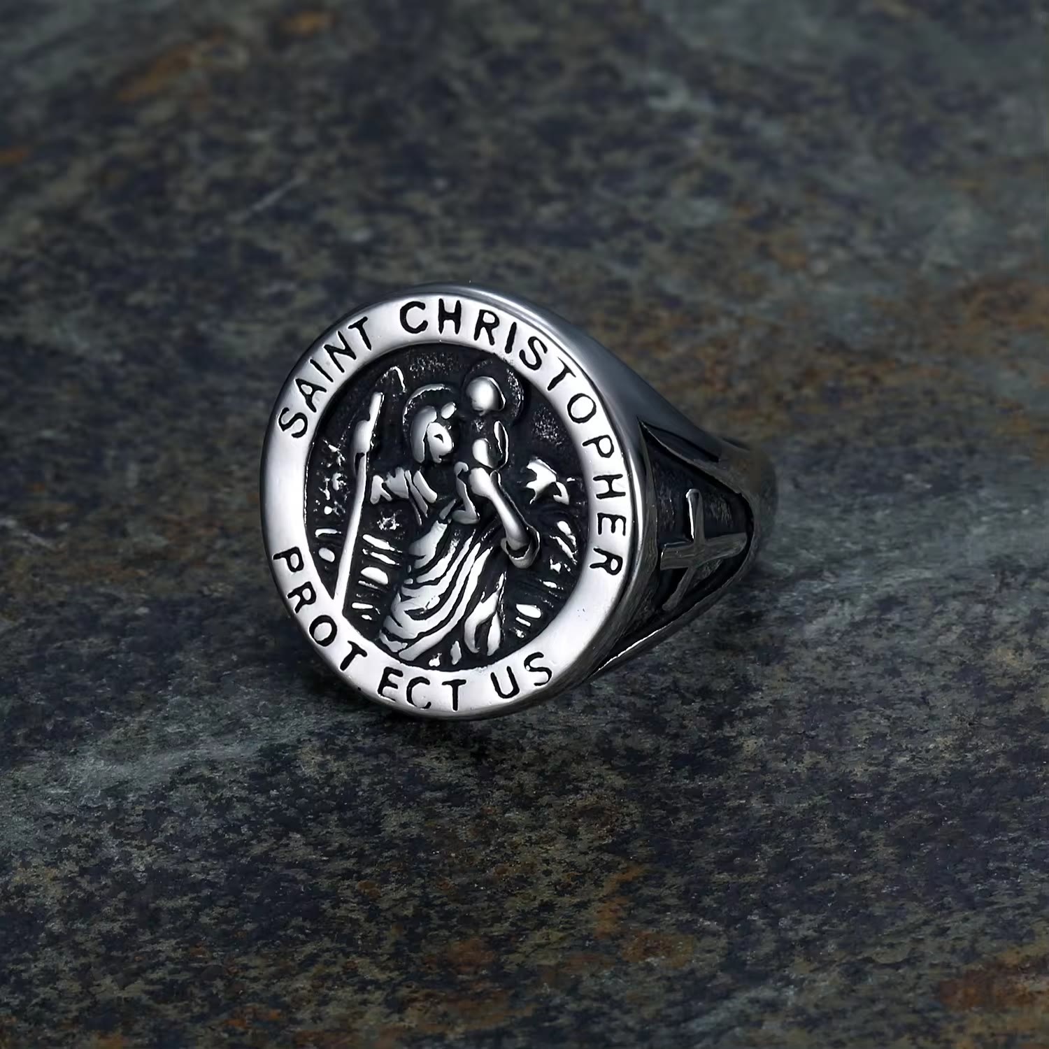 Anillo Sello con Medalla "San Cristóbal Protégenos"