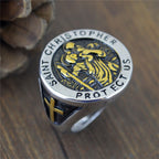 Anillo Sello con Medalla "San Cristóbal Protégenos"