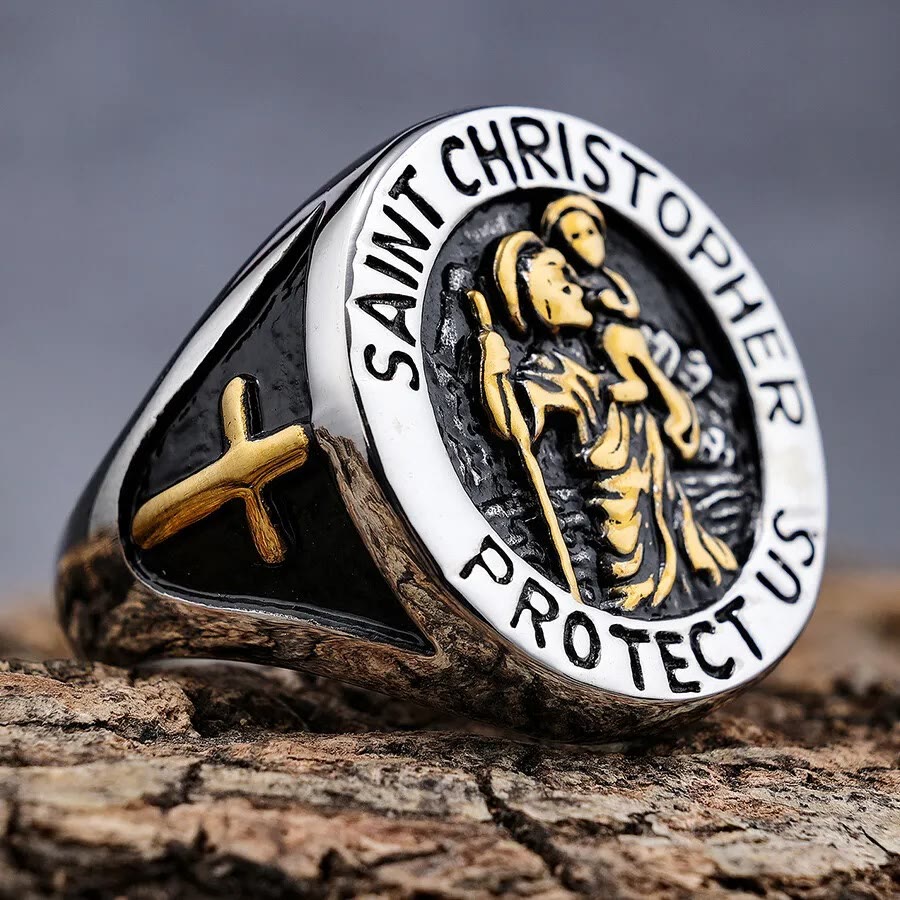 Anillo Sello con Medalla "San Cristóbal Protégenos"