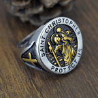 Anillo Sello con Medalla "San Cristóbal Protégenos"