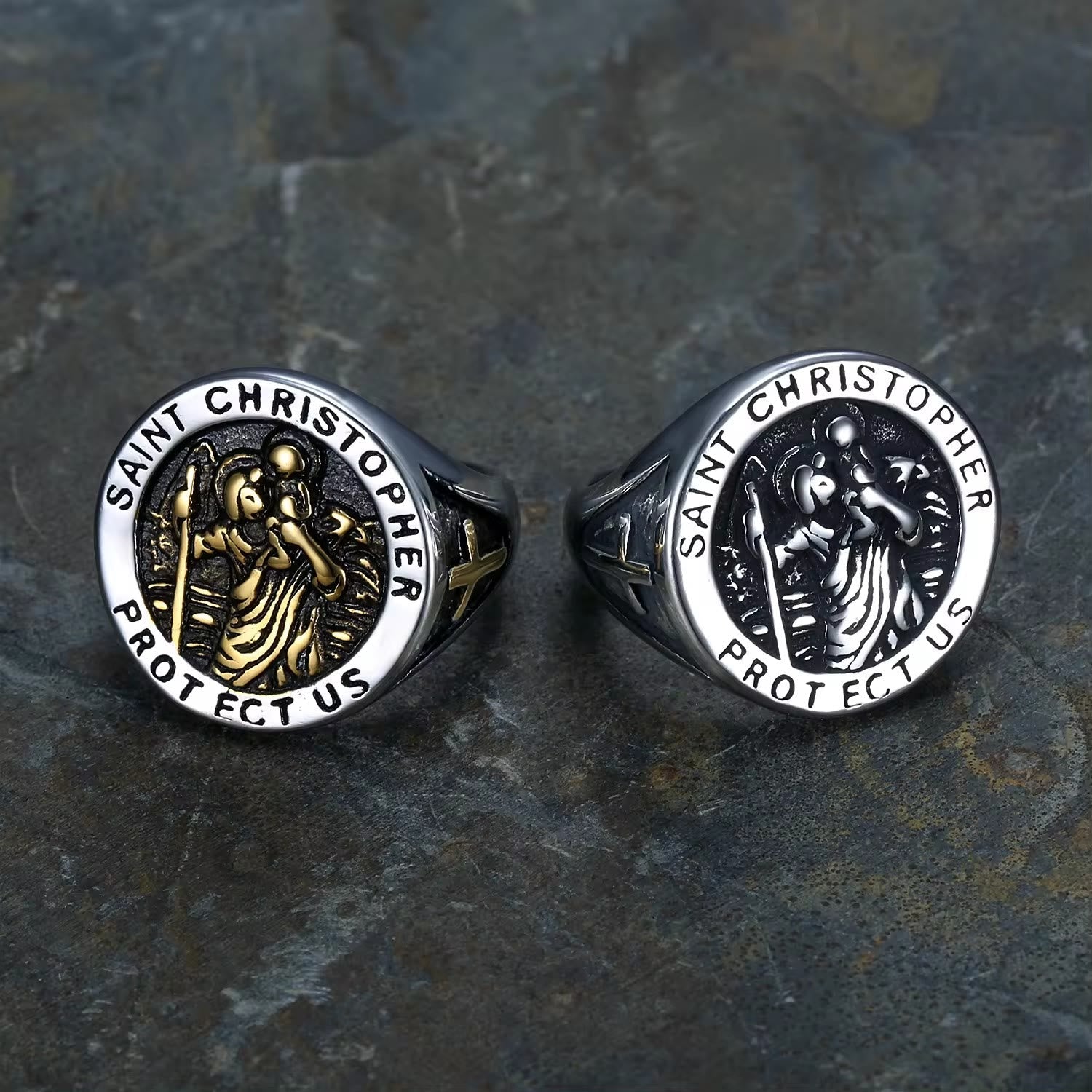 Anillo Sello con Medalla "San Cristóbal Protégenos"