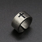 Anillo de Cruz Punk Antiguo en Acero Inoxidable