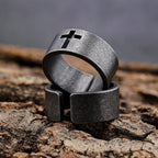 Anillo de Cruz Punk Antiguo en Acero Inoxidable