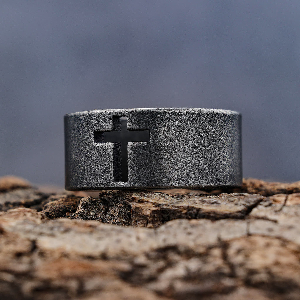 Stainless Steel Antique Punk Cross Ring