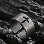 Anillo de Cruz Punk Antiguo en Acero Inoxidable