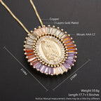 Collar Amuleto con Dije de Circonita de la Virgen de Guadalupe