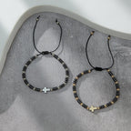 Pulsera Apilable de Hematita con Cuentas y 2 Cruces Decorativas
