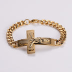 Brazalete Rígido de Oración con Crucifijo y Versículo Bíblico de Jesús