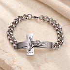 Solid Jesus Cross Bible Verse Crucifix Prayer Bangle Bracelet