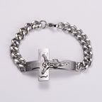 Brazalete Rígido de Oración con Crucifijo y Versículo Bíblico de Jesús