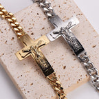Brazalete Rígido de Oración con Crucifijo y Versículo Bíblico de Jesús