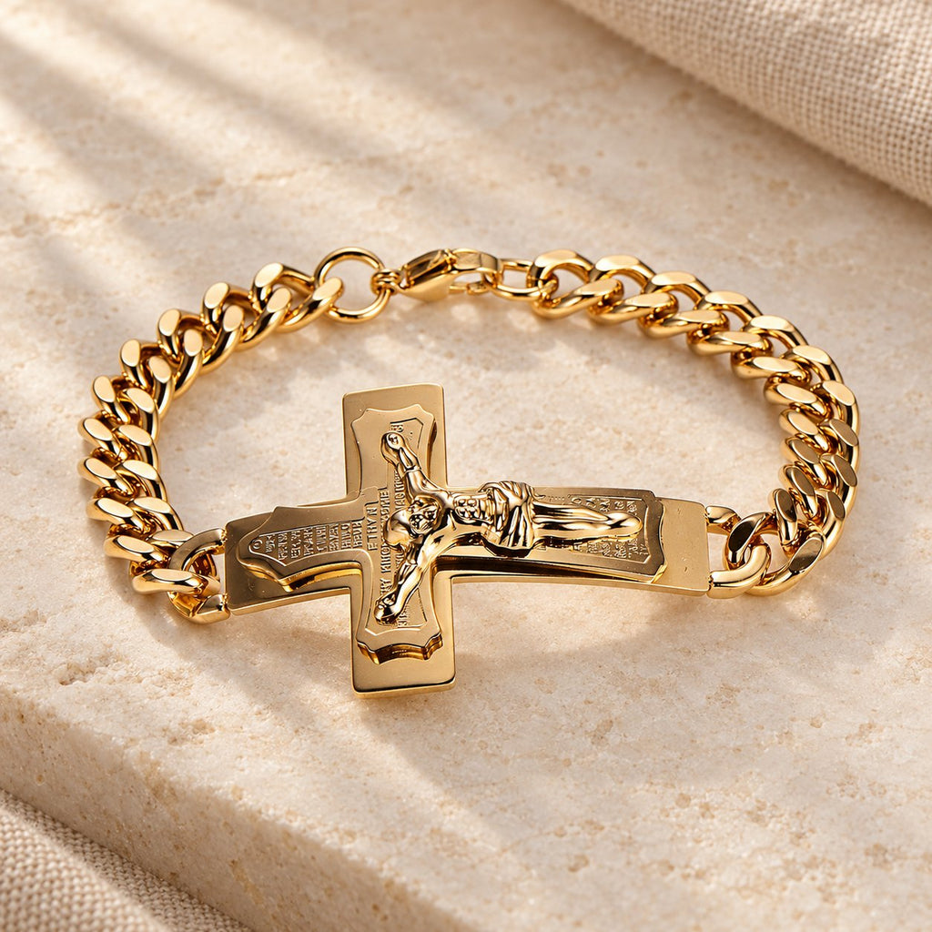 Solid Jesus Cross Bible Verse Crucifix Prayer Bangle Bracelet