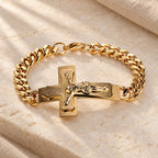 Solid Jesus Cross Bible Verse Crucifix Prayer Bangle Bracelet