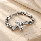 Solid Jesus Cross Bible Verse Crucifix Prayer Bangle Bracelet