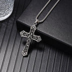 Collar de Titanio con Dije de Cruz de la Virgen María Estilo Retro