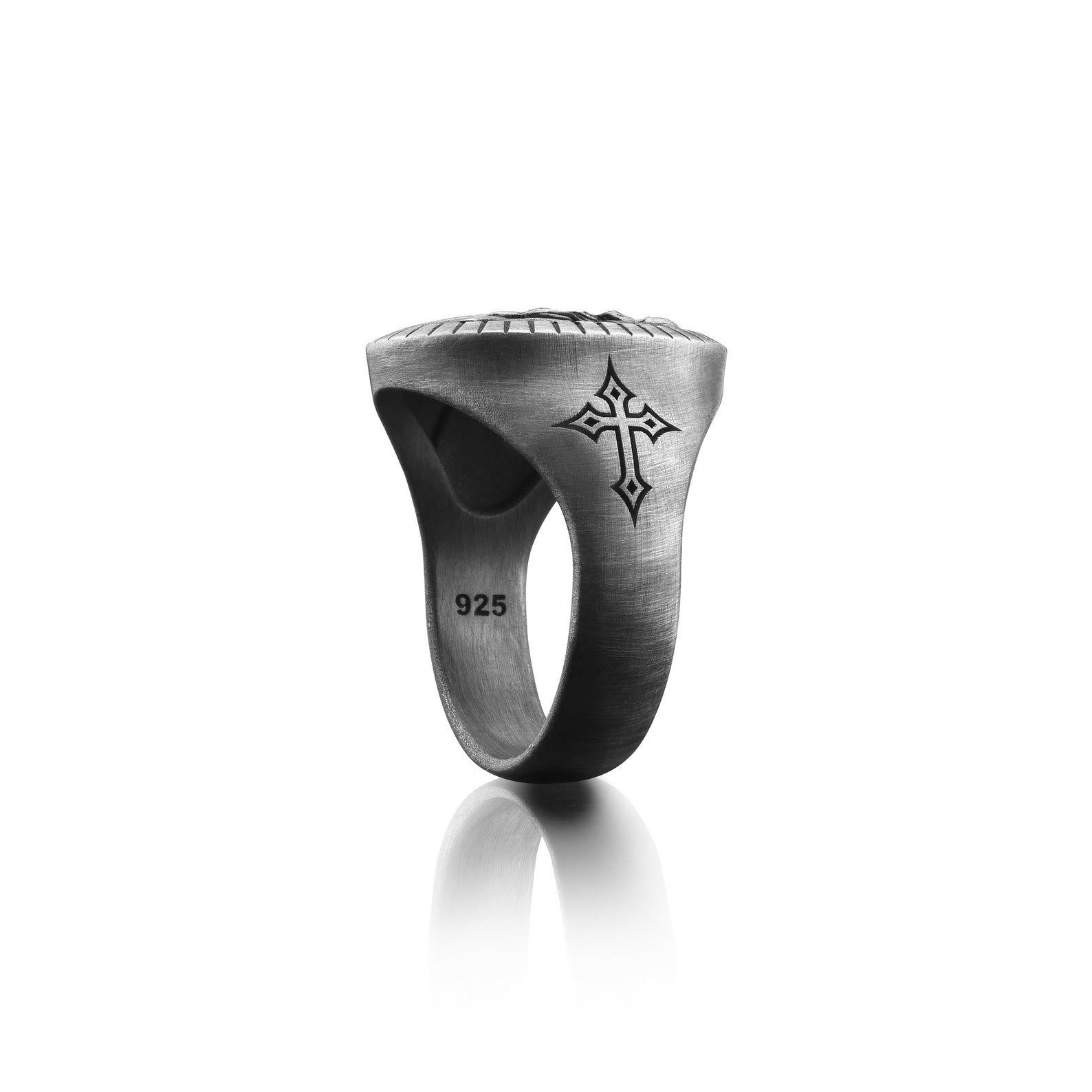 Anillo de Bendición Vintage con Cabeza de Cristo y Cruz