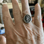 Anillo de Bendición Vintage con Cabeza de Cristo y Cruz