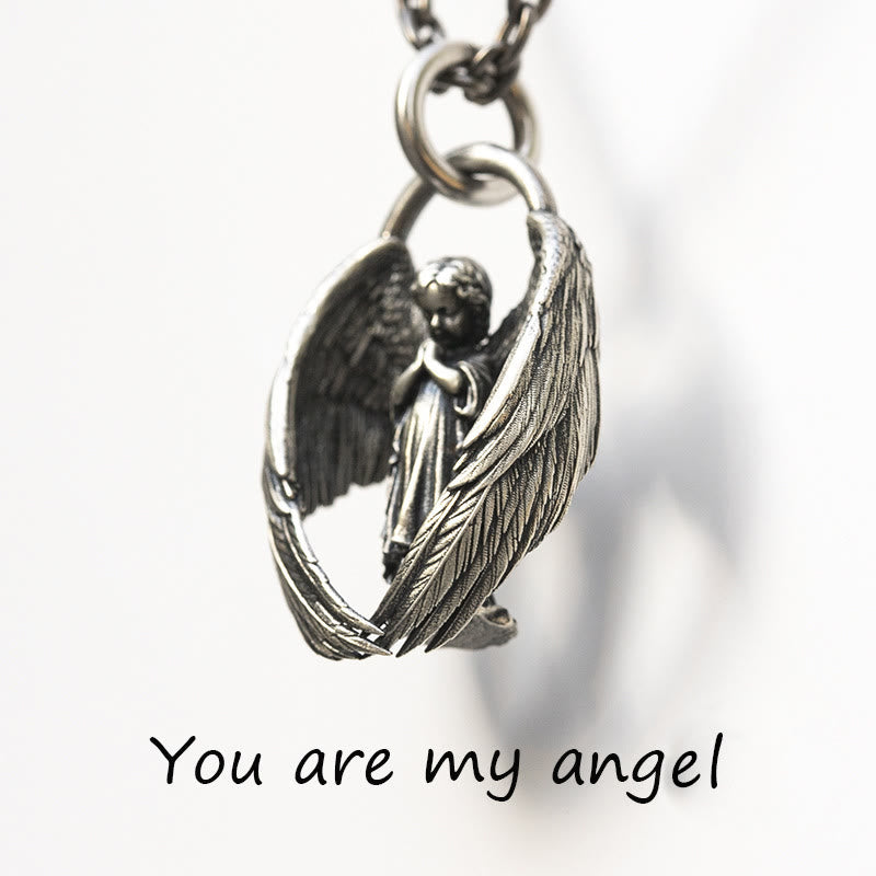 Collar con Dije de Ala de Ángel de la Guarda: Bendición y Oración