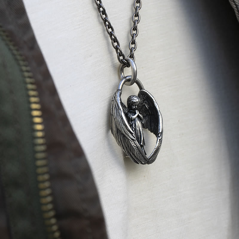 Collar con Dije de Ala de Ángel de la Guarda: Bendición y Oración