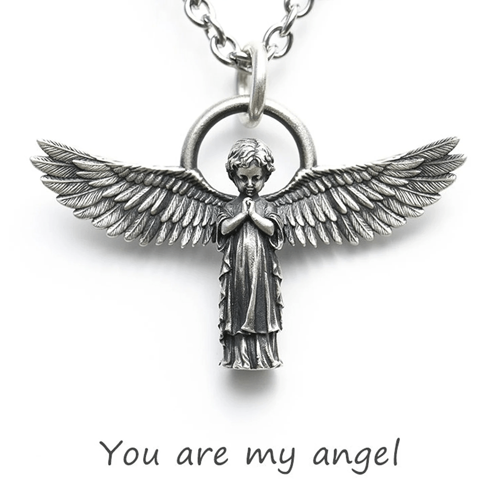 Collar de Protección del Ángel Orante con Alas Extendidas