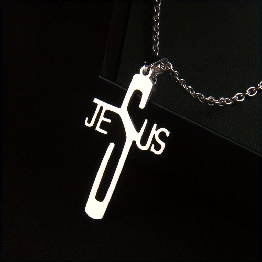Collar de Cadena de Acero Inoxidable con Cruz de Jesucristo