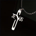 Collar de Cadena de Acero Inoxidable con Cruz de Jesucristo