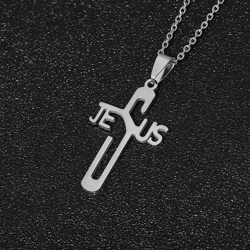 Collar de Cadena de Acero Inoxidable con Cruz de Jesucristo