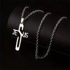 Collar de Cadena de Acero Inoxidable con Cruz de Jesucristo
