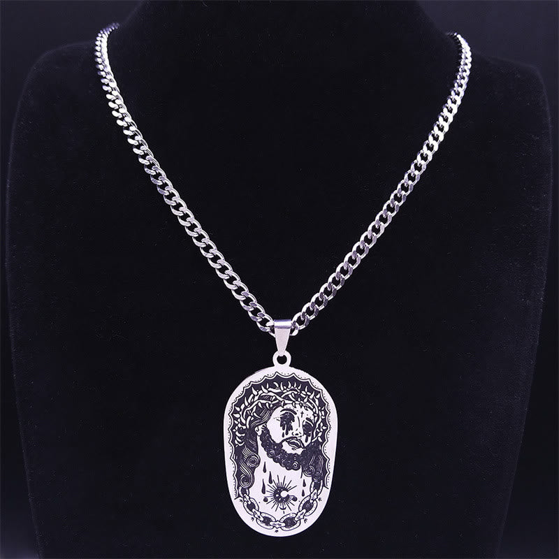 Collar de Estatua de Jesús con Corona de Espinas Multielemento