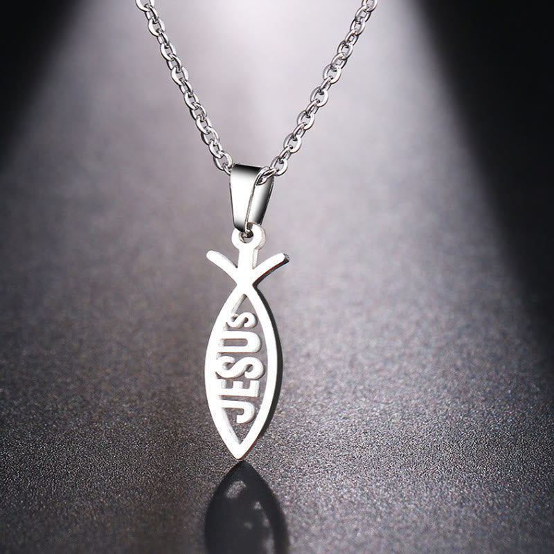 Collar de Cadena con Forma de Pez de Jesús