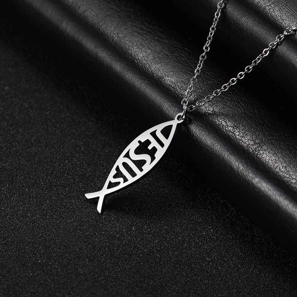 Collar de Cadena con Forma de Pez de Jesús