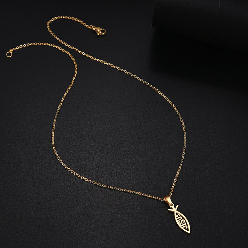 Collar de Cadena con Forma de Pez de Jesús