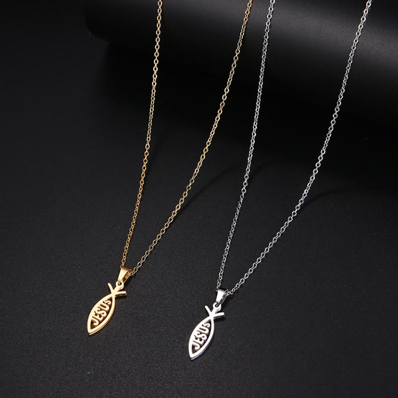 Collar de Cadena con Forma de Pez de Jesús