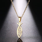 Collar de Cadena con Forma de Pez de Jesús