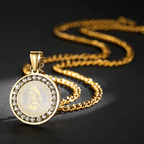 Collar de Titanio con Dije de la Virgen María y Circonia