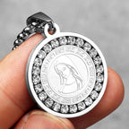 Collar de Titanio con Dije de la Virgen María y Circonia