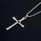 Collar de Cadena con Dije de Cristal y Cruz