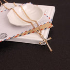 Collar de Cadena con Dije de Cristal y Cruz