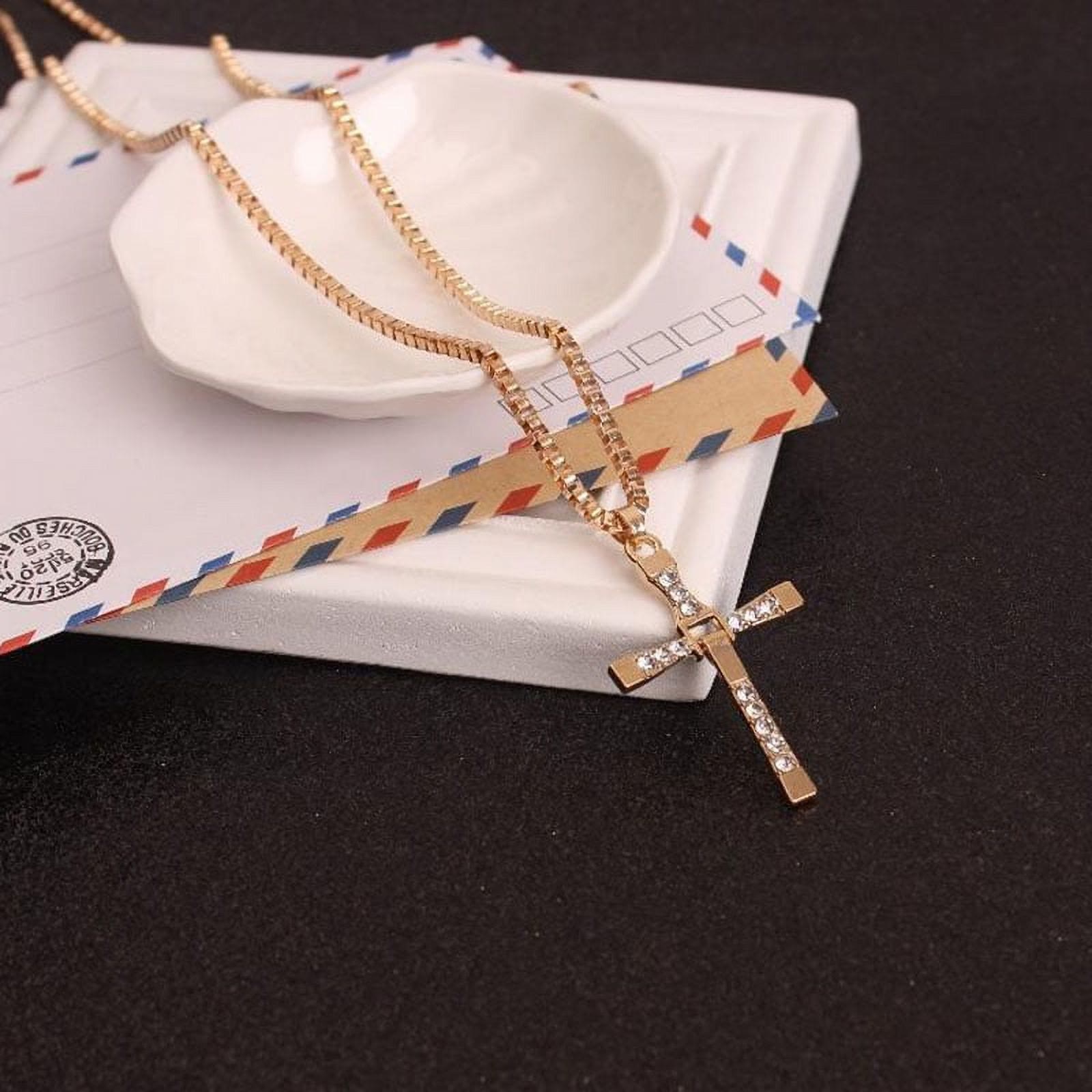 Collar de Cadena con Dije de Cristal y Cruz