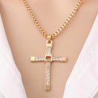 Collar de Cadena con Dije de Cristal y Cruz