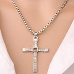 Collar de Cadena con Dije de Cristal y Cruz