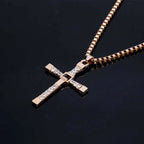 Collar de Cadena con Dije de Cristal y Cruz