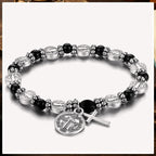 Pulsera Rosario de Plata con Medalla de San Benito
