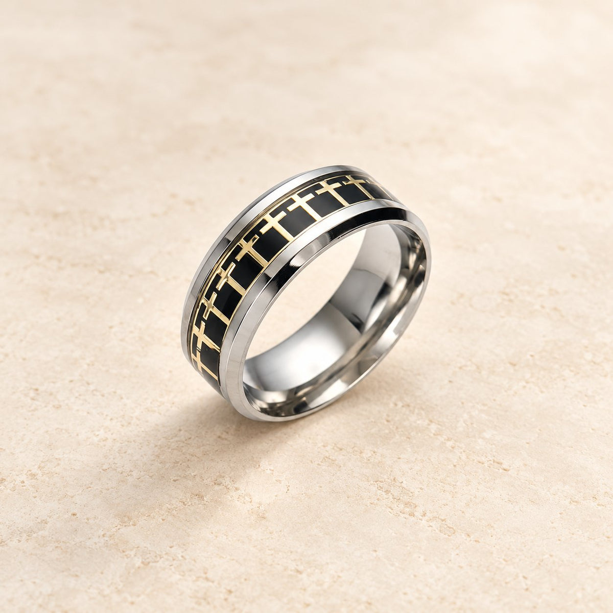 Shinny Jesus Cross Ring Religious Band Jewelry