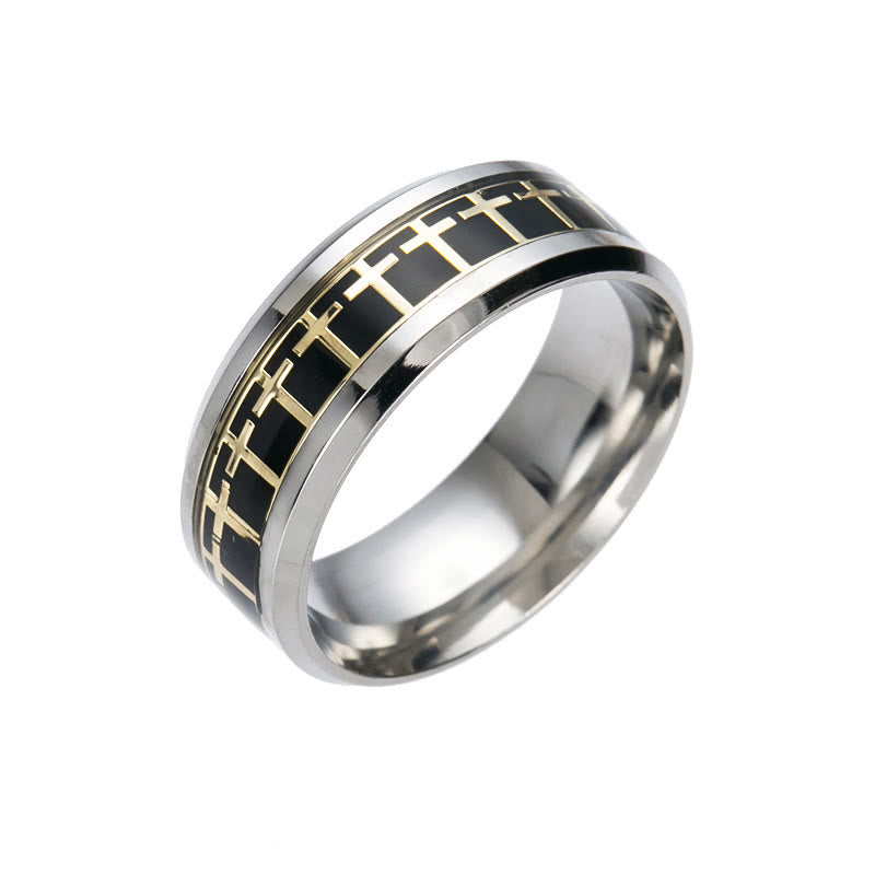 Anillo Religioso Brillante de Cruz de Jesús