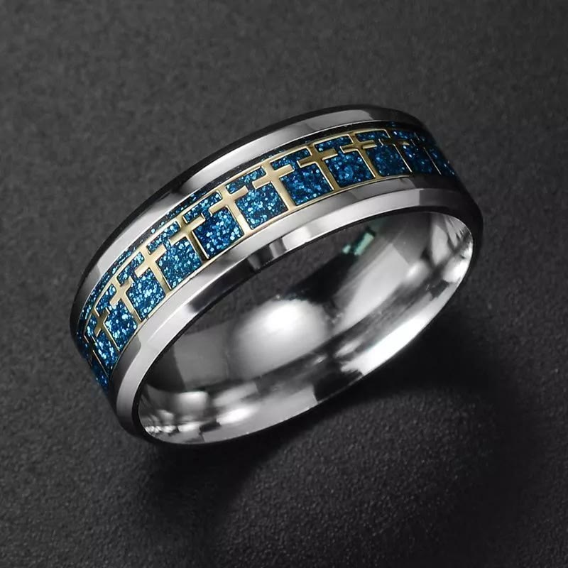 Anillo Religioso Brillante de Cruz de Jesús