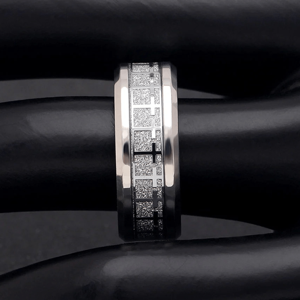 Anillo Religioso Brillante de Cruz de Jesús