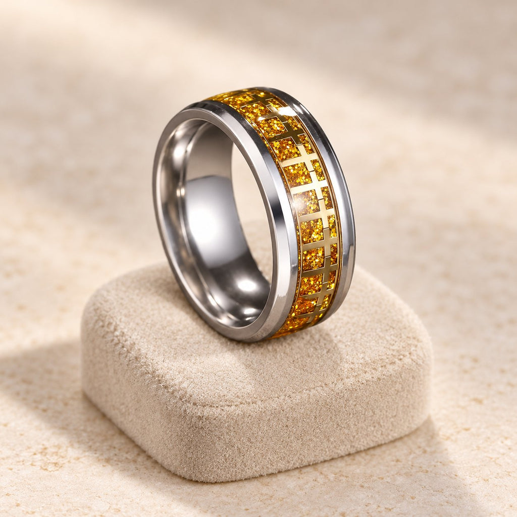 Shinny Jesus Cross Ring Religious Band Jewelry