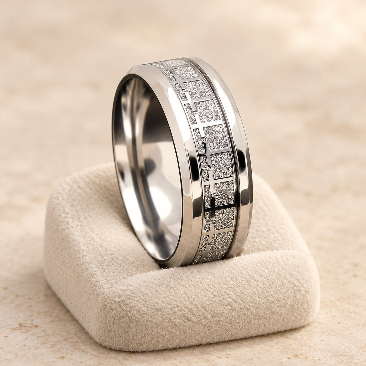 Shinny Jesus Cross Ring Religious Band Jewelry