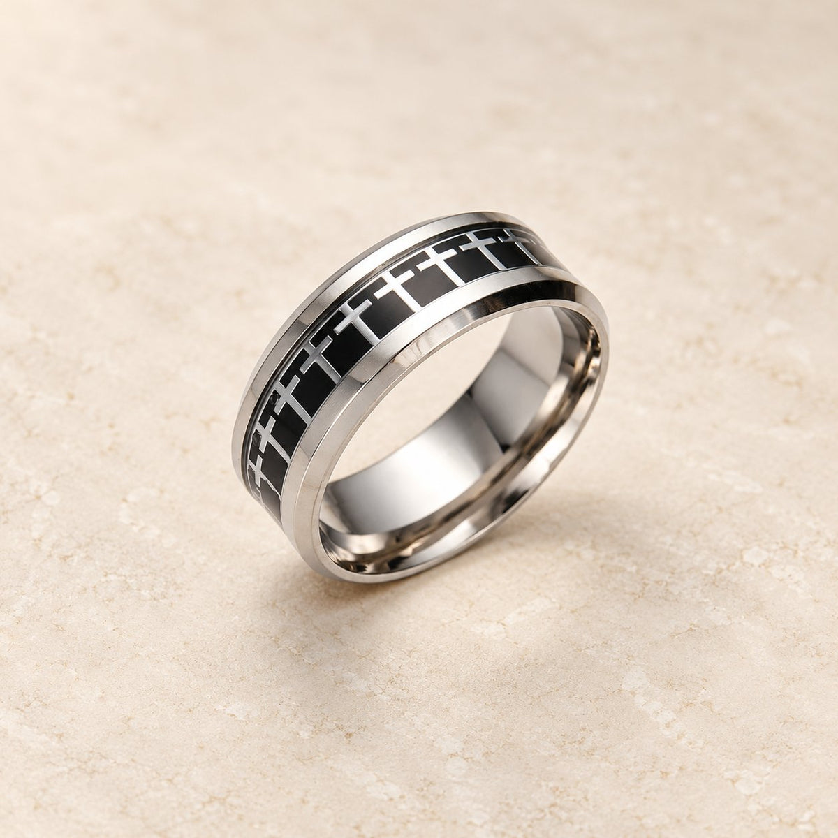 Shinny Jesus Cross Ring Religious Band Jewelry